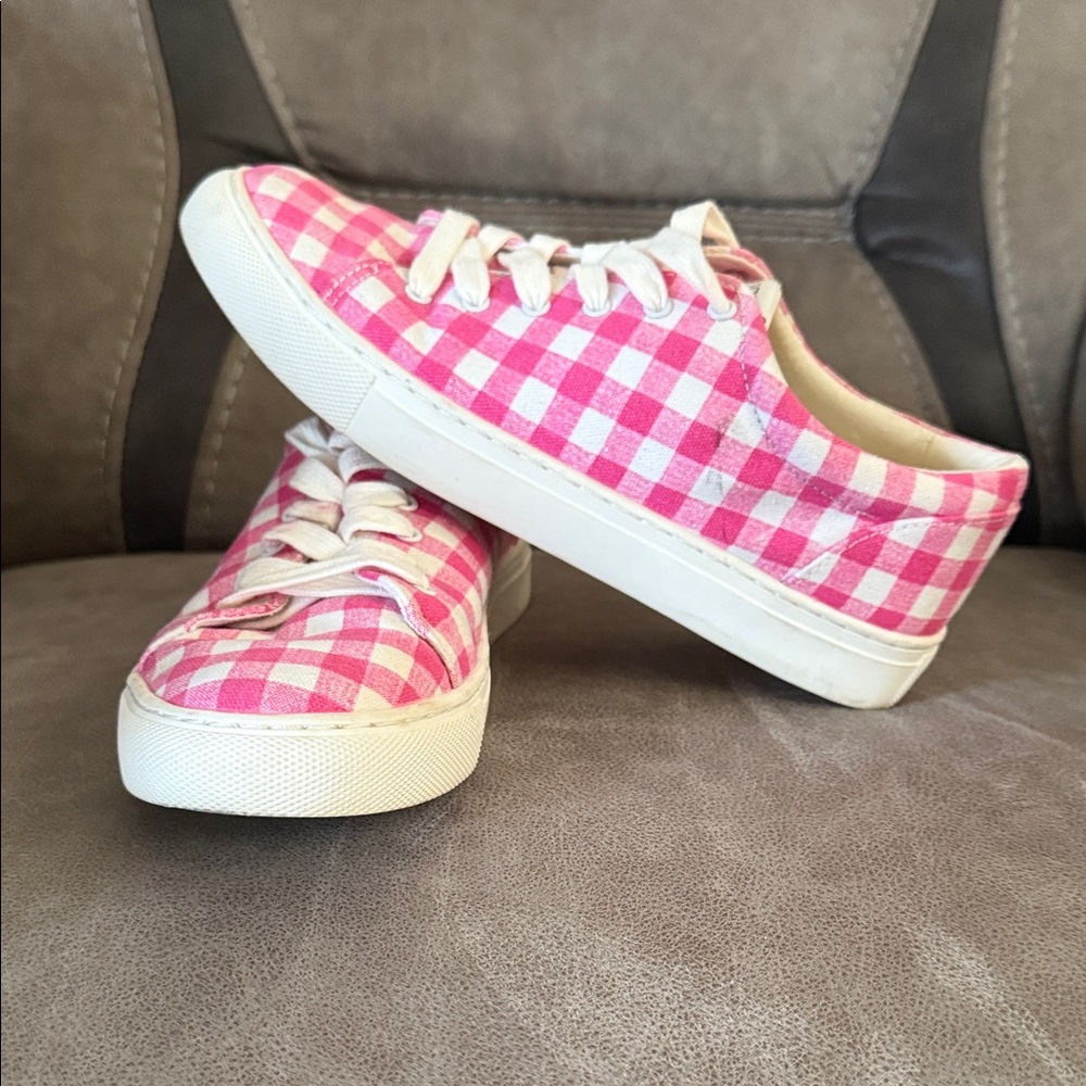 J.Crew Pink Gingham Sneakers – Size 7